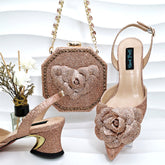 Cocktailschuhe mit Taschenset, geometrisch, abstrakt, Rucksäcke, Clutch, Tasche mit Schuhen mit mittelhohem Absatz, Party- oder Hochzeitskleidung